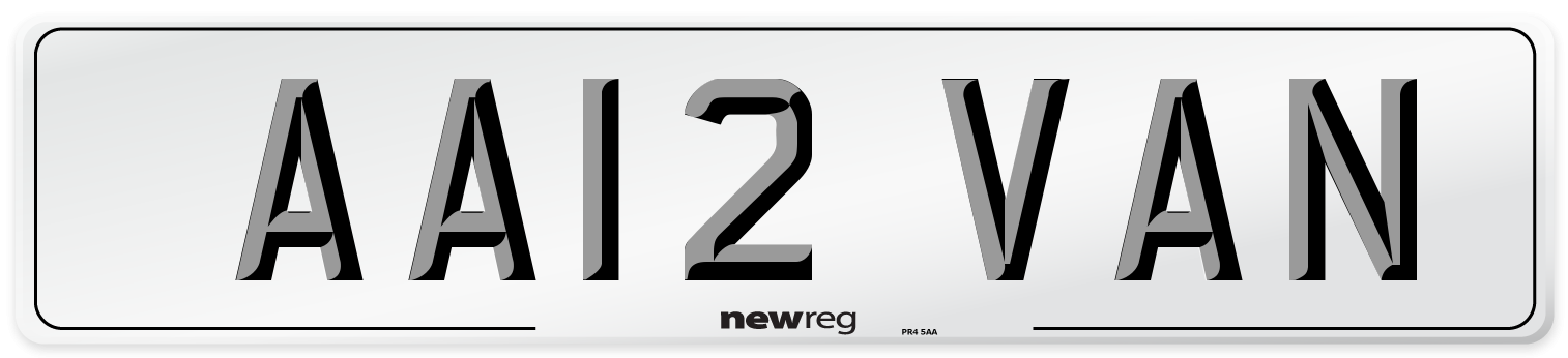 AA12 VAN Number Plate from New Reg